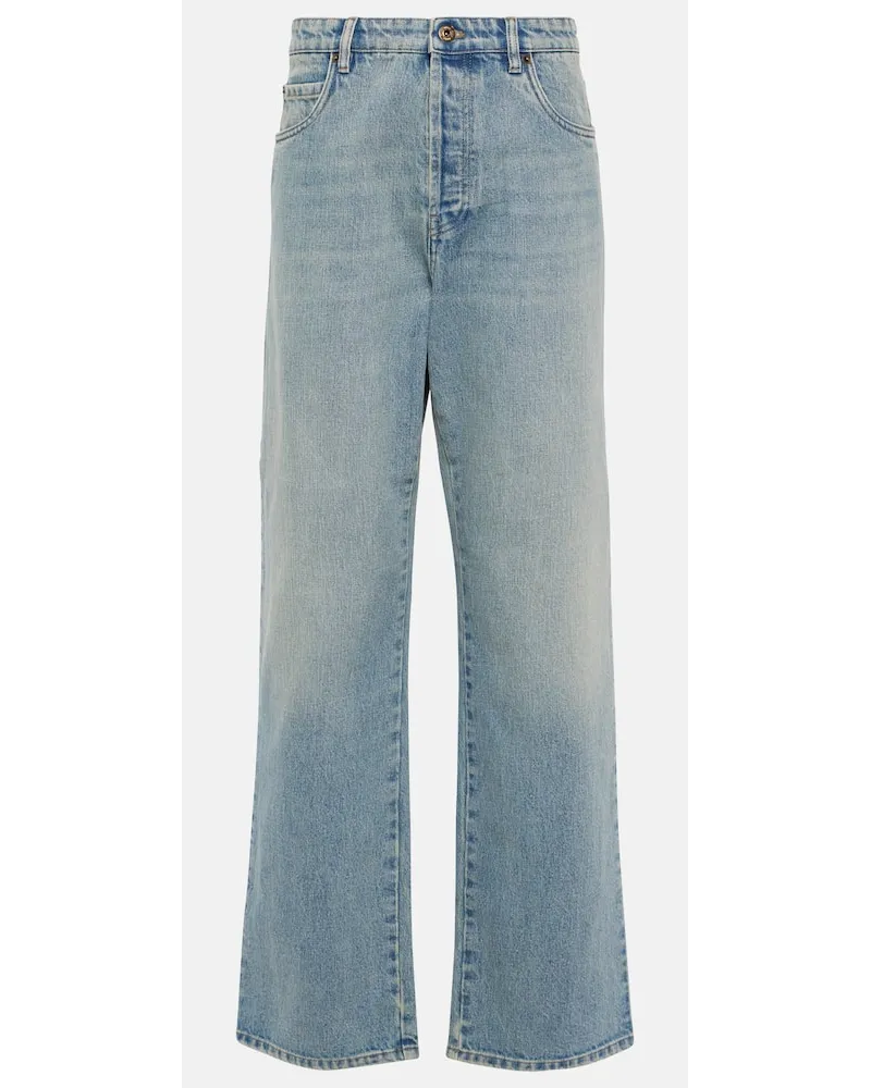Miu Miu Jeans a gamba larga e vita media Blu