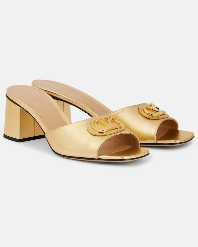 Valentino Garavani Mules VLogo in pelle metallizzata Oro