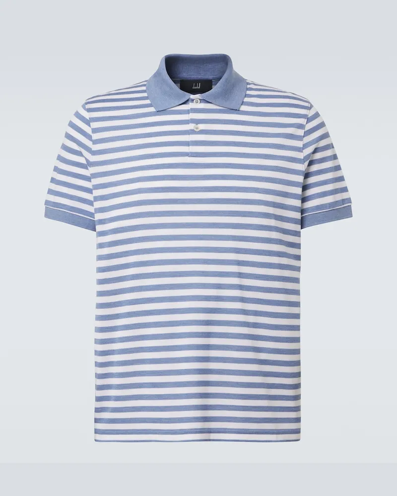 Dunhill Polo in seta e cotone a righe Blu
