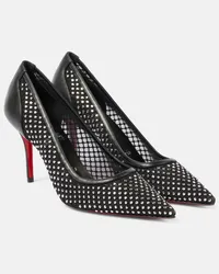 Christian Louboutin Pumps Apostropha 80 in mesh con cristalli Nero