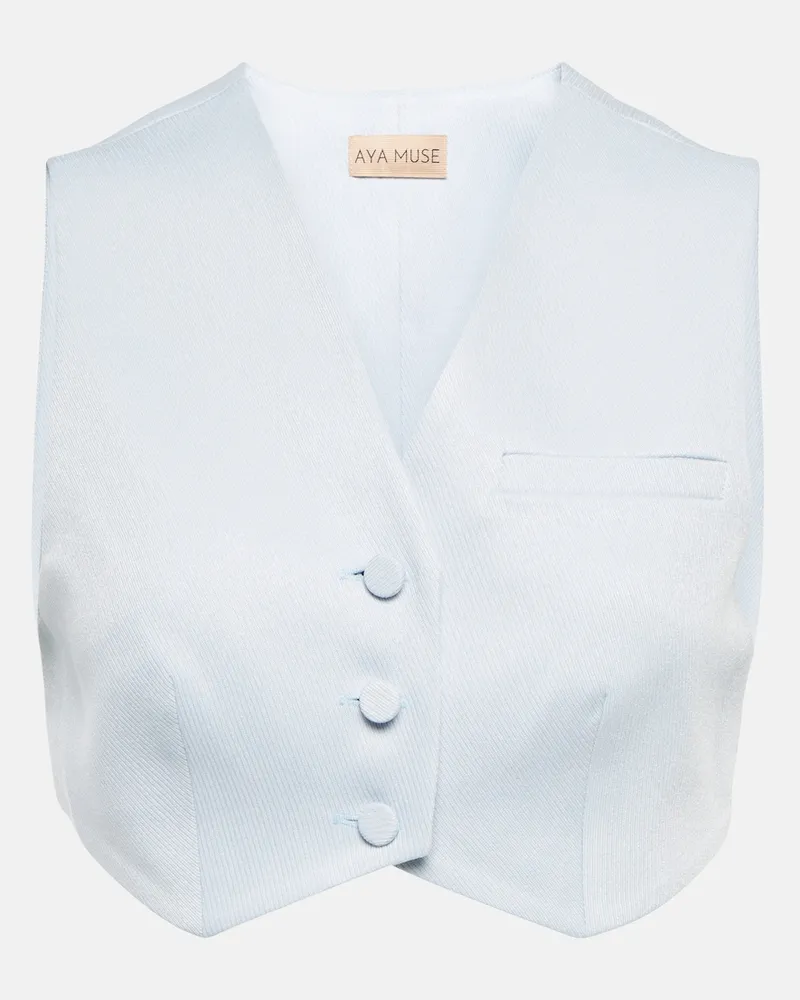 Aya Muse Gilet cropped Auri Blu