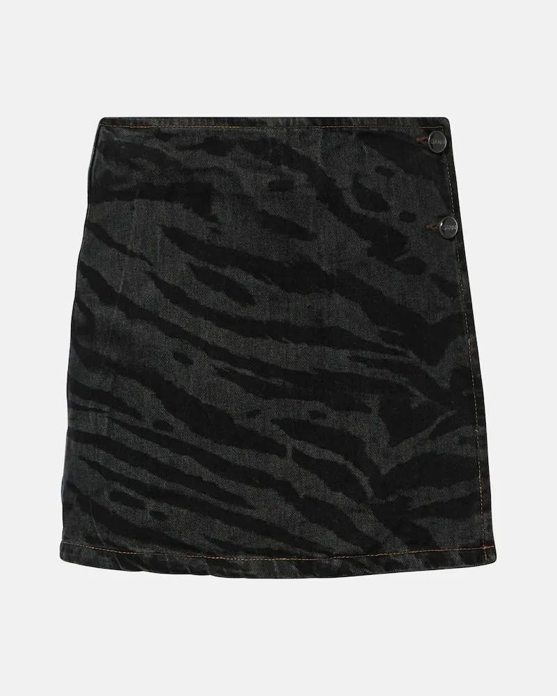 Ganni Gonna a portafoglio di jeans a vita alta Nero