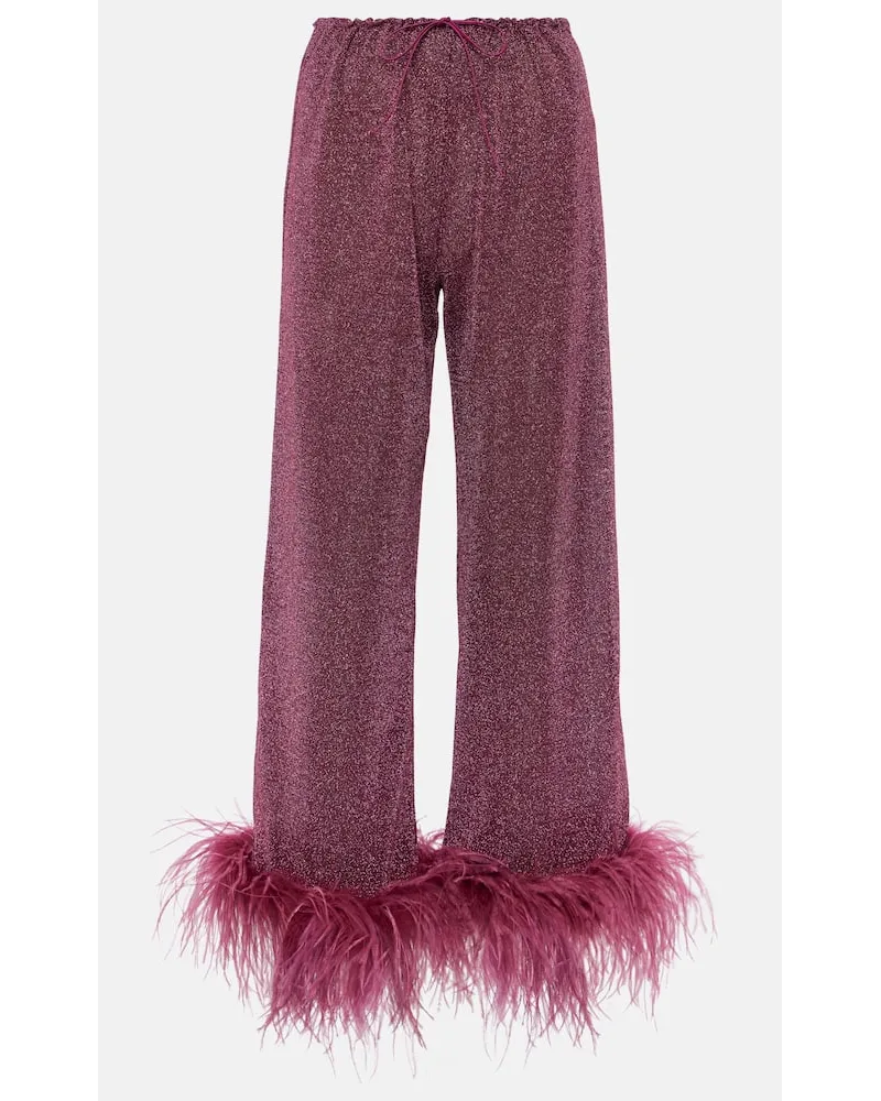 Oséree OsÃ©ree Pantaloni LumiÃ¨re Plumage in lamÃ Viola