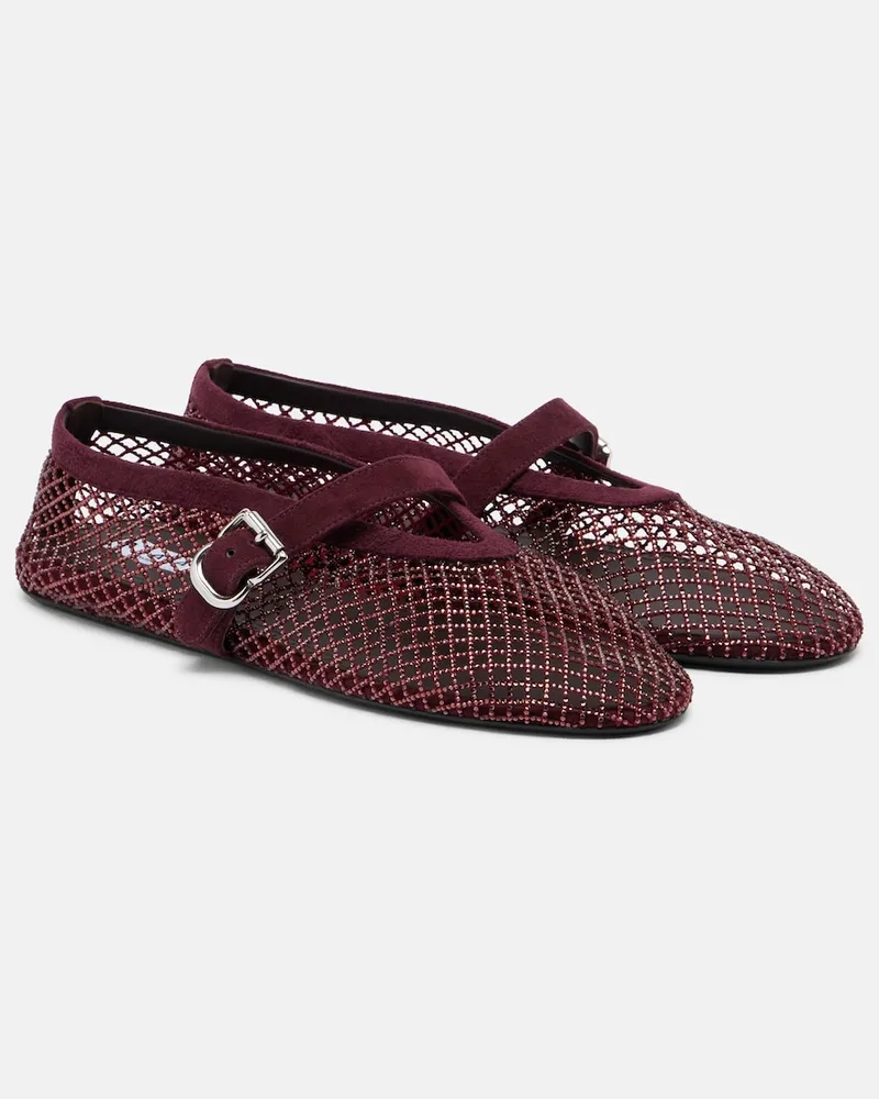 Alaïa Alaïa Ballerine Mary Jane in mesh con pelle Borgogna