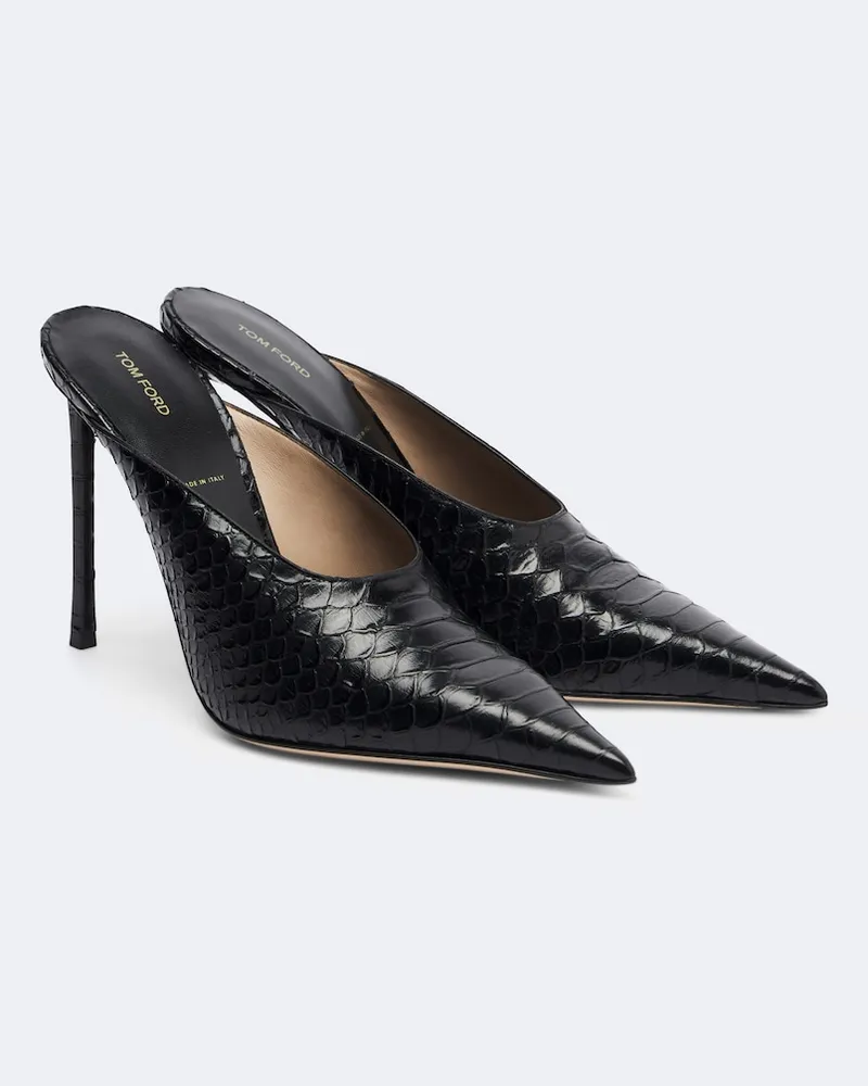 Tom Ford Mules in pelle effetto serpente Nero