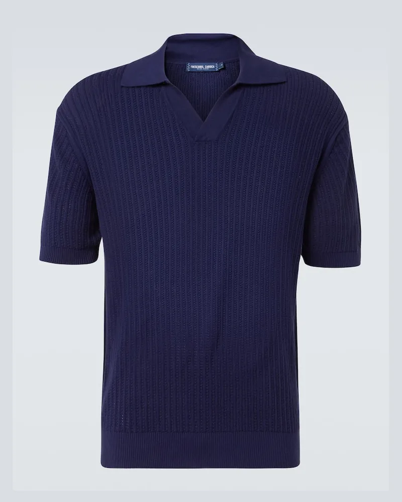 Frescobol Carioca Polo Rino in maglia di cotone a coste Blu