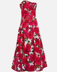 Oscar de la Renta Abito midi in misto cotone con stampa Multicolore