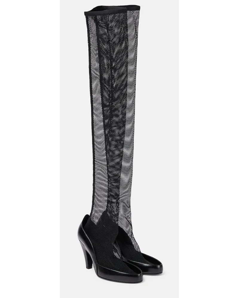 The Row Pumps in pelle con mesh Nero