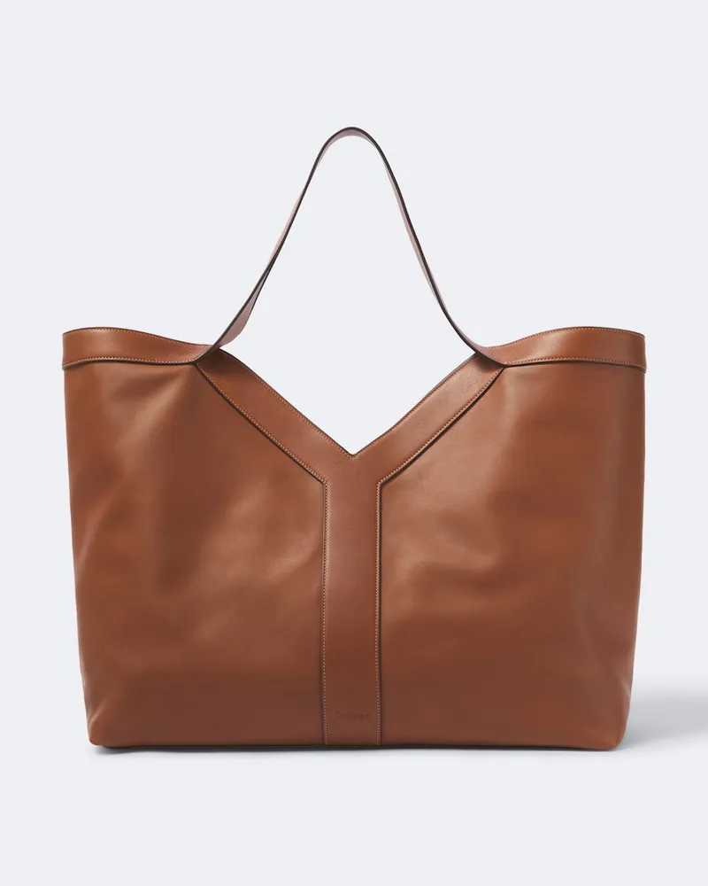 Saint Laurent Shopper Y Large in pelle Marrone