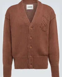 Jil Sander Cardigan in maglia con ricamo Marrone