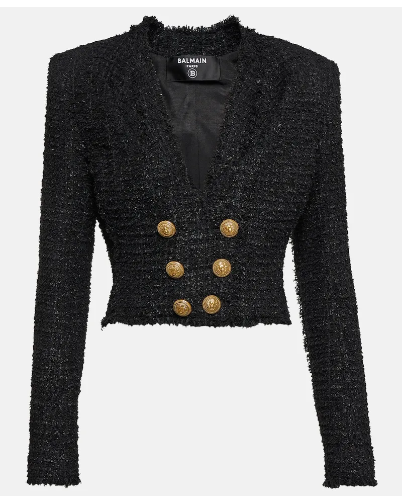 Balmain Giacca in tweed con decorazione Nero
