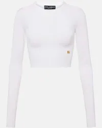 Dolce & Gabbana Pullover cropped in misto seta Bianco