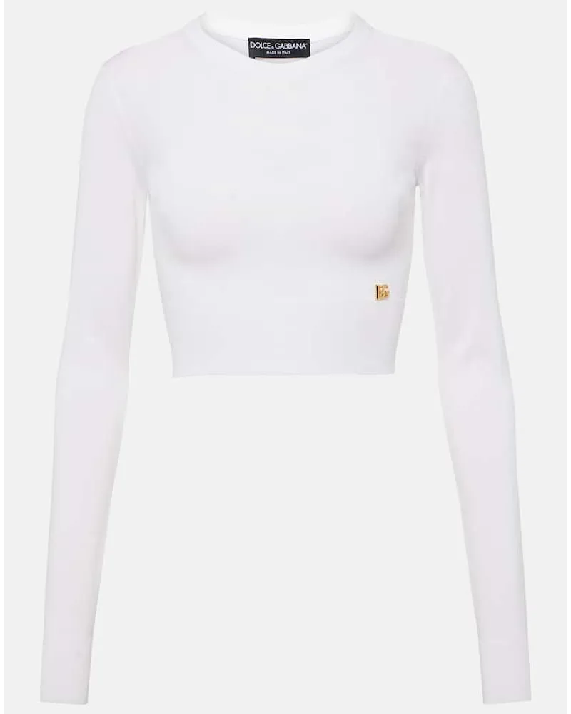 Dolce & Gabbana Pullover cropped in misto seta Bianco