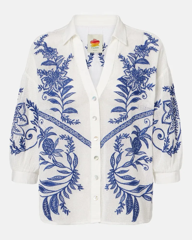 FARM Rio Camicia Nina in cotone con ricamo Bianco