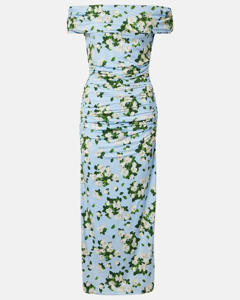 Carolina Herrera New York Abito midi in jersey con stampa floreale Blu