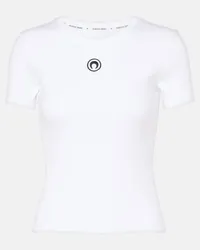 Marine Serre T-shirt in jersey di cotone con logo Bianco