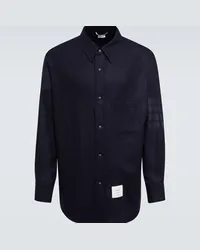 Thom Browne Giacca a camicia 4-Bar in flanella Blu