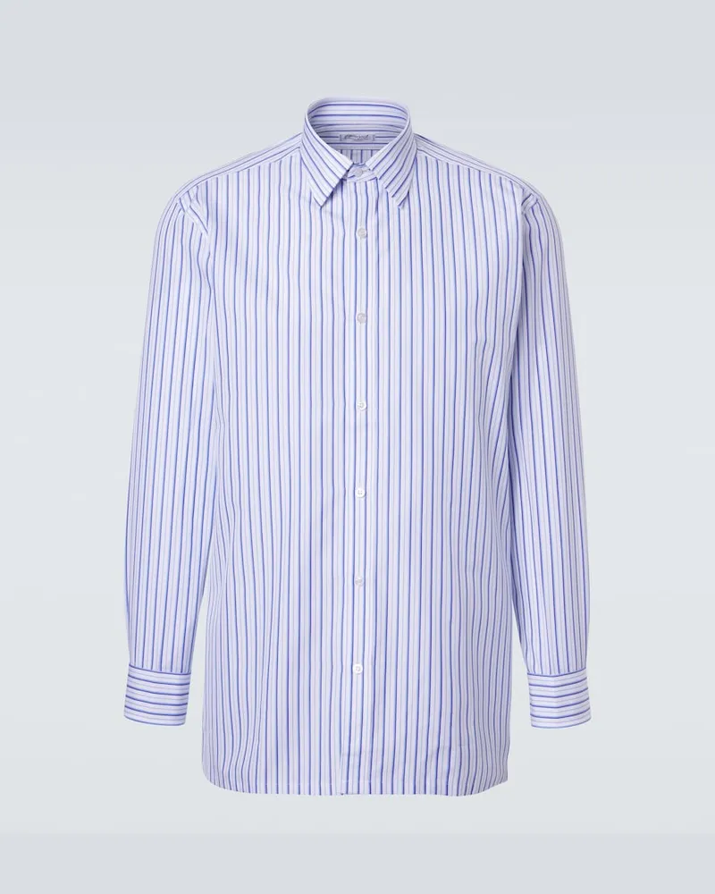 Charvet Camicia in popeline di cotone a righe Bianco