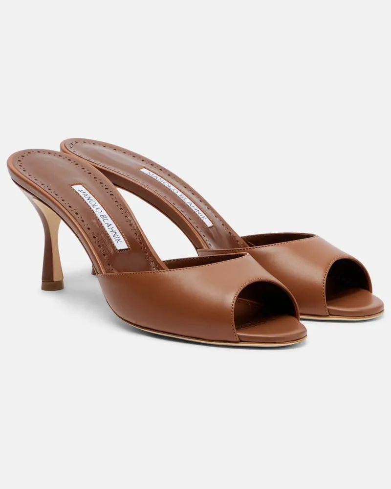 Manolo Blahnik Mules Jada in pelle Marrone
