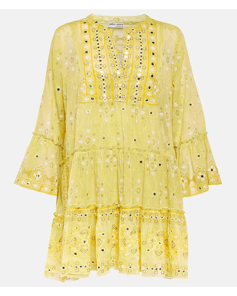 Juliet Dunn Miniabito in cotone sangallo Giallo
