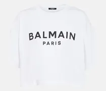 Balmain T-shirt cropped in jersey di cotone Bianco