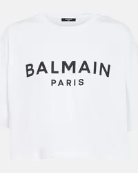 Balmain T-shirt cropped in jersey di cotone Bianco