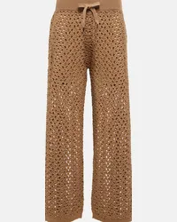 Brunello Cucinelli Pantaloni sportivi in cotone e lino Beige