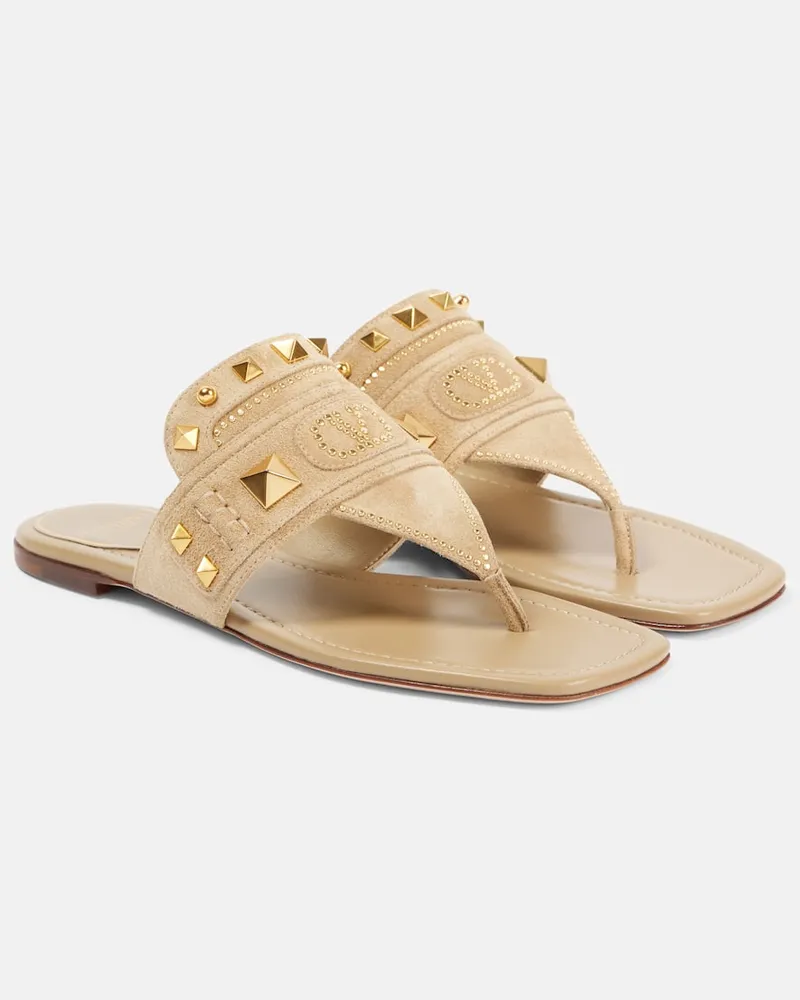 Valentino Garavani Sandali infradito Plaster Caster in suede Beige