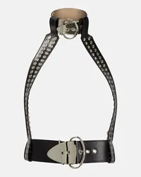 Paco Rabanne Cintura harness in pelle con borchie Nero