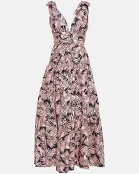 Carolina Herrera New York Abito midi in misto cotone con balze Rosa