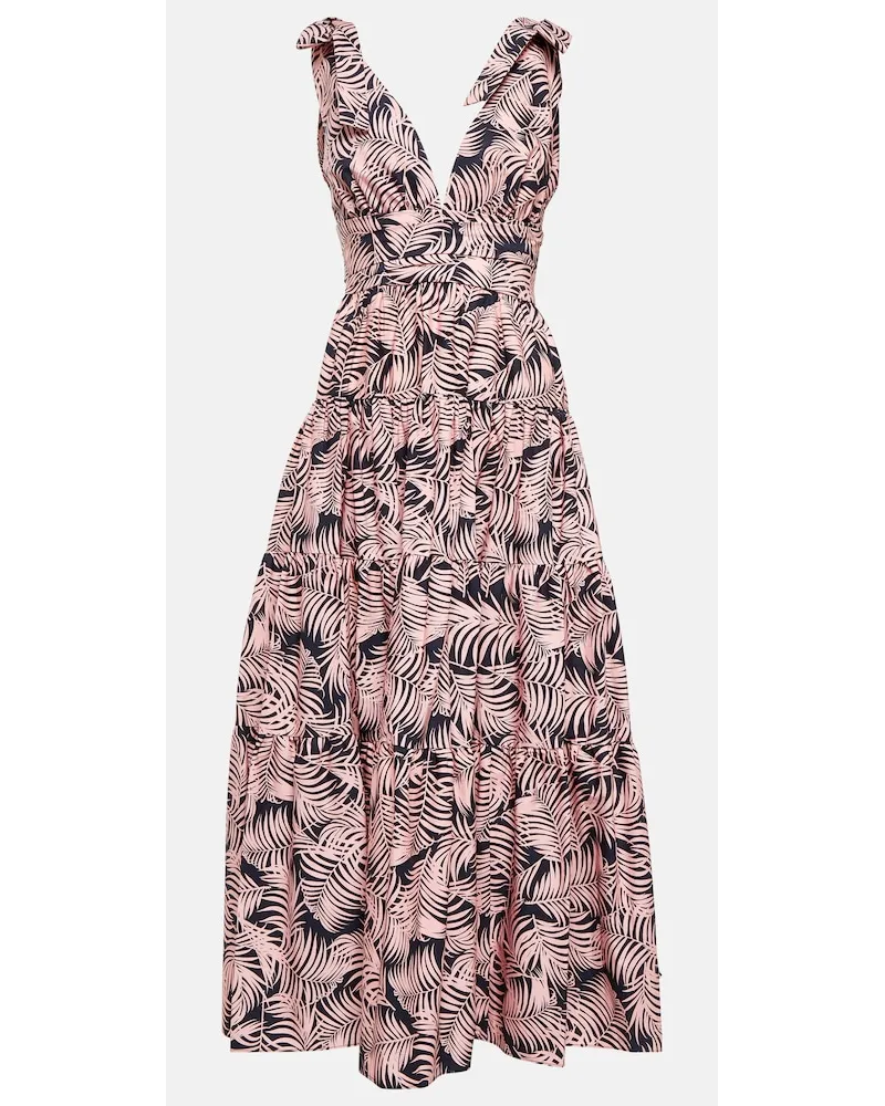 Carolina Herrera New York Abito midi in misto cotone con balze Rosa