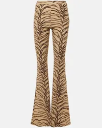 Stella McCartney Pantaloni flared in jersey con stampa Beige