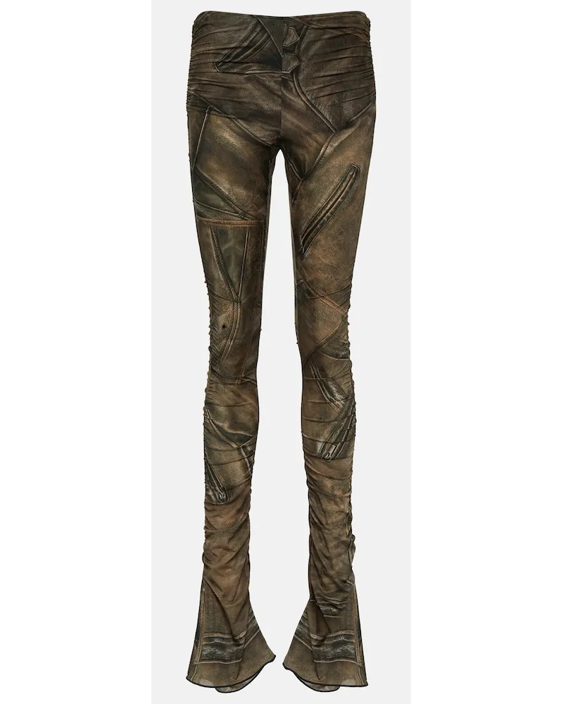 Blumarine Pantaloni skinny a vita bassa con stampa Verde