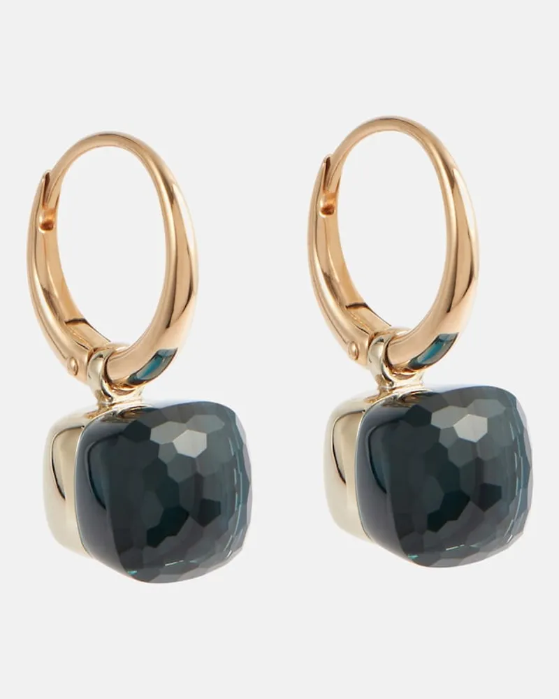 Pomellato Orecchini Nudo Petit in oro rosa e bianco 18kt con quarzo blu Rosa