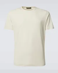 Loro Piana T-shirt in jersey di seta e cotone Bianco