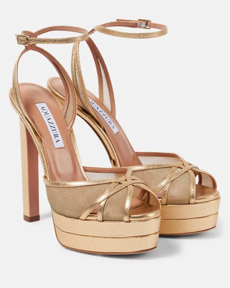 Aquazzura Sandali Shear 130 con plateau Oro