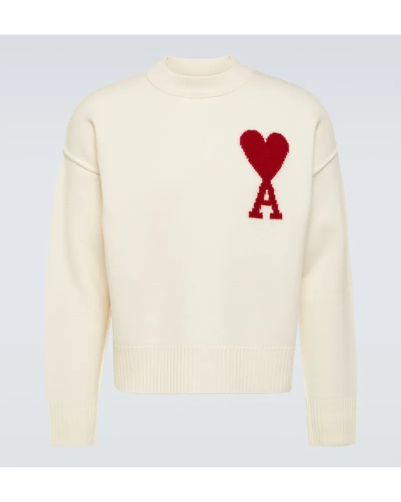AMI Paris Pullover Ami De CÅur in lana Bianco
