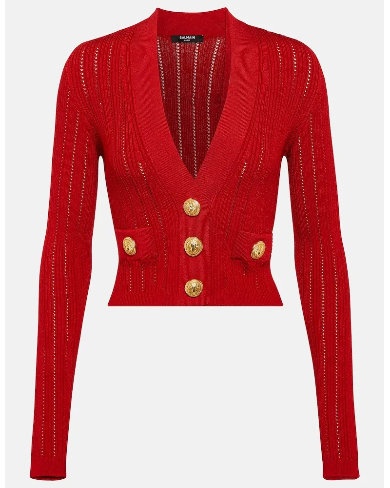 Balmain Cardigan cropped Rosso