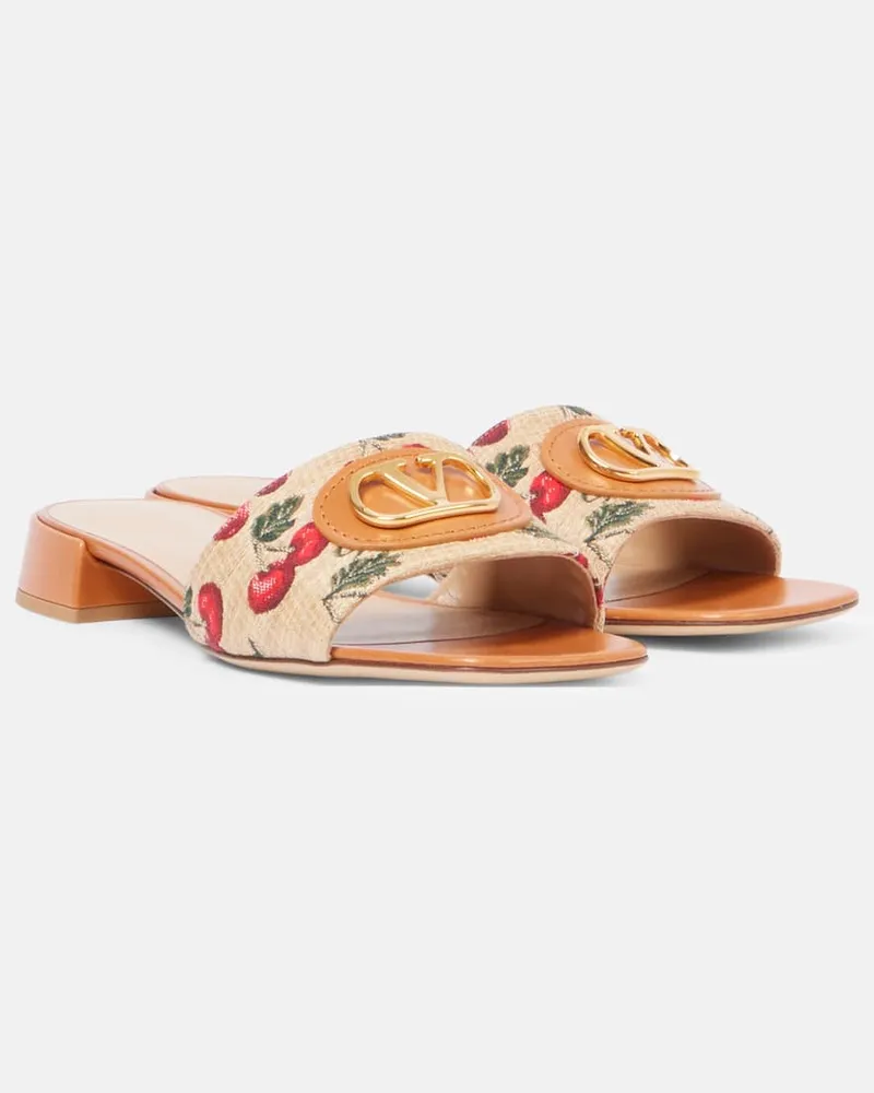 Valentino Garavani Sandali VLogo Cherryfic con pelle Neutro