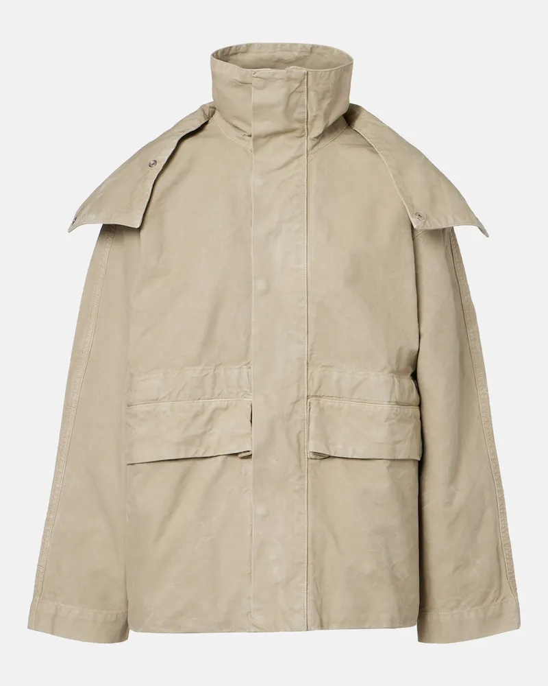 Victoria Beckham Giacca in canvas di cotone con cappuccio Grigio