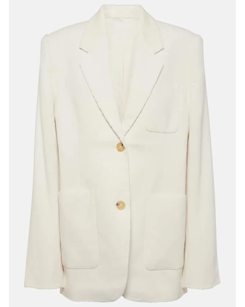 Totême Blazer in velluto di seta e cotone Bianco