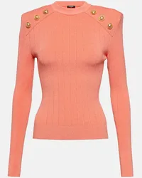 Balmain Pullover in maglia a coste Rosso