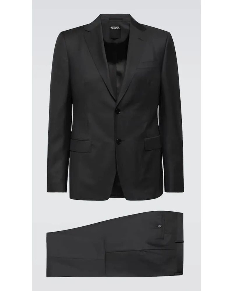 Ermenegildo Zegna Abito in canvas di lana e mohair Grigio