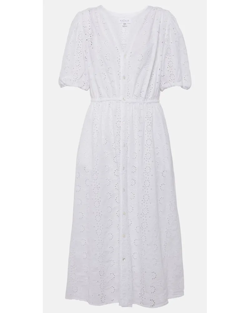 Velvet Abito midi in cotone sangallo Bianco