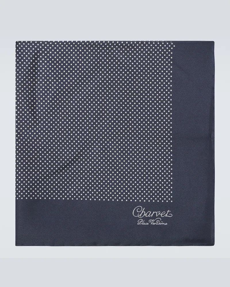 Charvet Fazzoletto da taschino in seta con stampa Blu