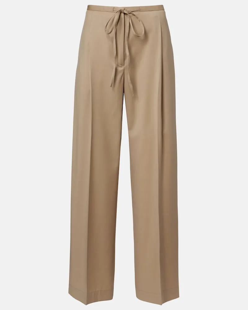 Róhe RÃ³he Pantaloni a gamba larga in lana plissÃ Beige