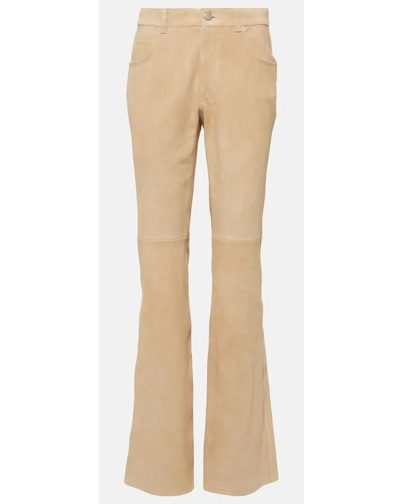 Chloé Chloé Pantaloni regular in suede a vita media Beige