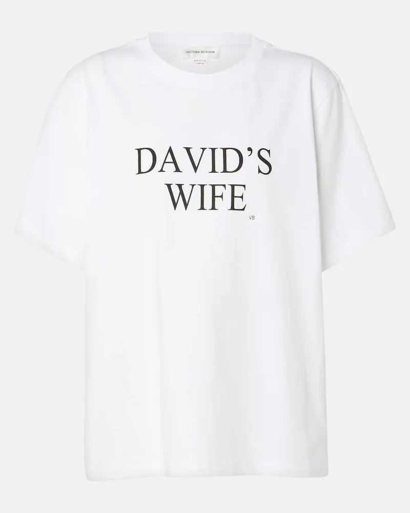 Victoria Beckham T-shirt in jersey di cotone con stampa Bianco