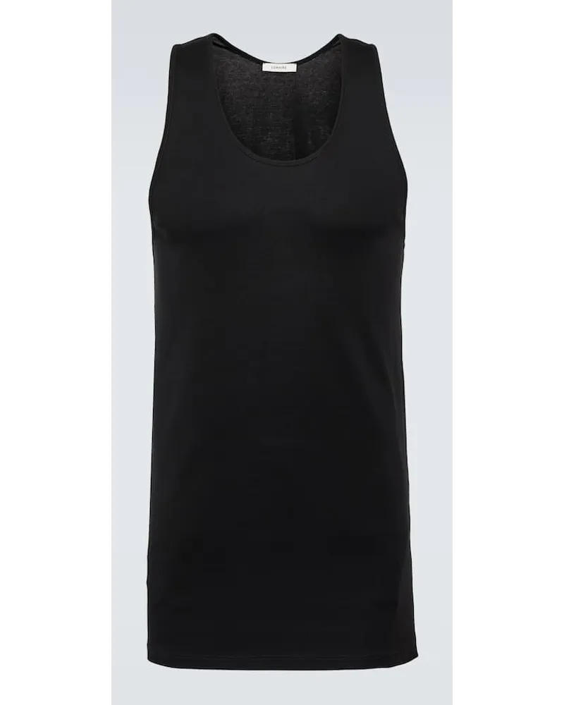Christophe Lemaire Tank top in jersey di cotone a coste Nero