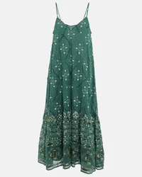 Juliet Dunn Abito midi in cotone con stampa Verde